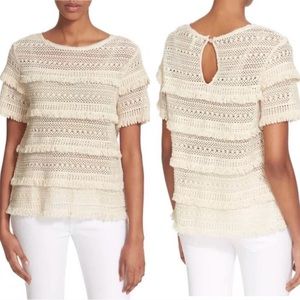 Joie Croché Fringe Tiered Top